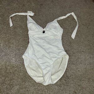 Jones New York White Halter One-Piece Swimsuit